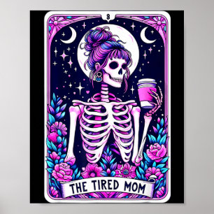 Die müde Mutter Tarotkarte Skelett Mutter Hallowee Poster