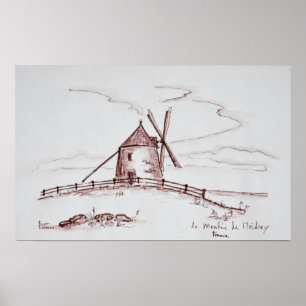 Die Mühle von Moidrey Windmühle Pontorson Poster