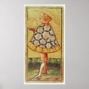 Die Münzseite, aus einem Bündel von Tarot-Karten Poster