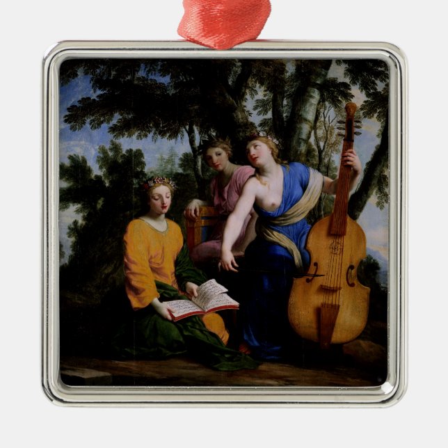 Die Musen Melpomene, Erato und Polymnia, 1652-55 Silbernes Ornament (Vorne)