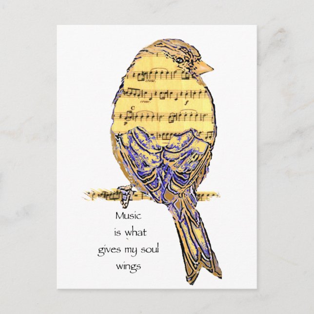 Die Musik gibt meinem Soul den Bird Postkarte (Vorderseite)