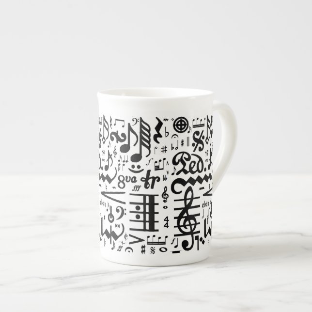Die musikalische Symbol-Knochen-China-Tasse Prozellantasse (Vorderseite Rechts)
