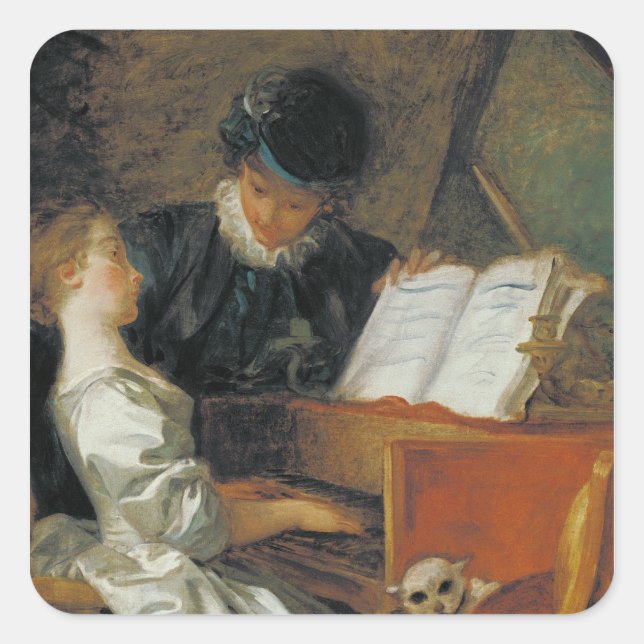 Die Musikstunde Quadratischer Aufkleber (Vorderseite)