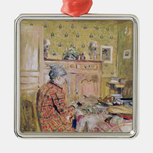 Die Mutter des Künstlers, die Frühstück, 1899-1904 Silbernes Ornament (Vorne)