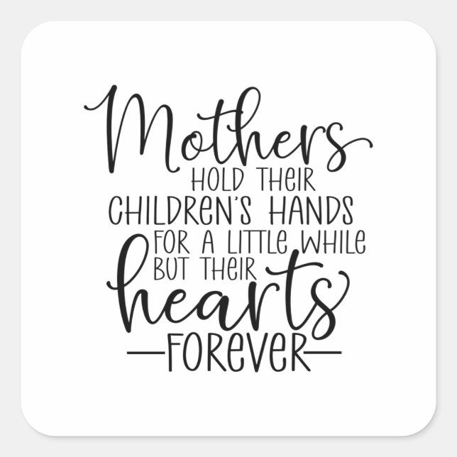 Die Mütter halten ihre Kinder für ein wenig Quadratischer Aufkleber (Vorderseite)