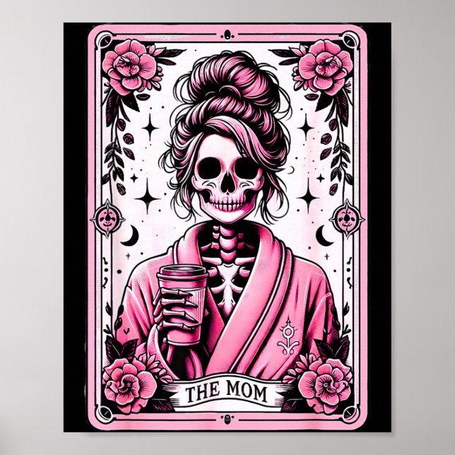 Die Mutter Lustige Tarotkarte Frau Skelett Mutter  Poster (Vorne)