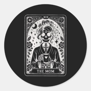 Die Mutter Tarotkarte Skelett Mama Kaffee glücklic Runder Aufkleber
