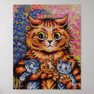 Die Mutterkatze - Louis Wain Artwork - Funny Cats Poster