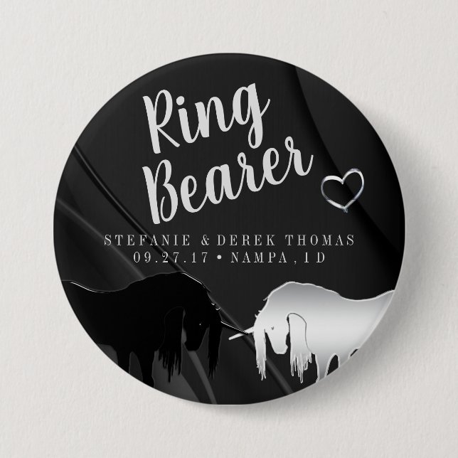 Die mystische Einhornhochzeit (Ringträger) Button (Vorderseite)