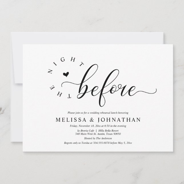 Die Nacht davor, Hochzeit Probe Dinner Einladung (Vorderseite)