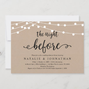 Die Nacht davor, rustikales Hochzeitessen Probe Einladung