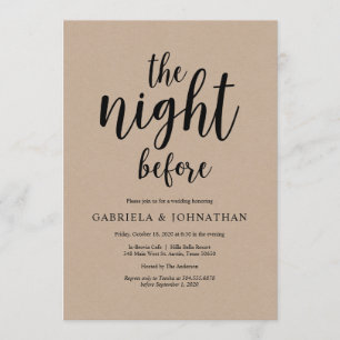 Die Nacht davor, rustikales Hochzeitsessen Probe Einladung