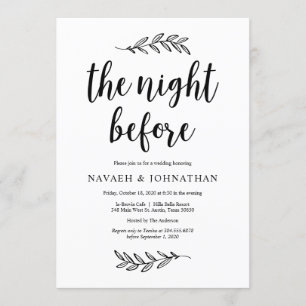 Die Nacht davor, rustikales Hochzeitsessen Probe Einladung