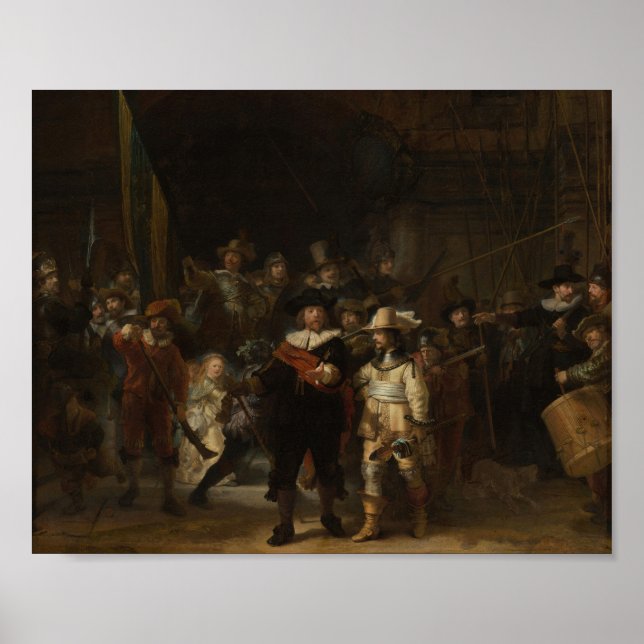 Die Nacht des Rembrandt-Barock-Meisterwerk Poster (Vorne)
