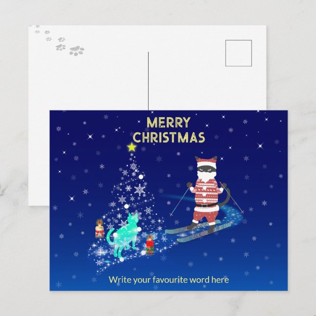 Die Nacht des Weihnachtsmanns in der Erwärmung Ankündigungspostkarte (Vorne/Hinten)