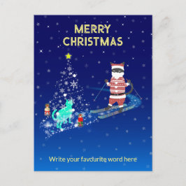 Die Nacht des Weihnachtsmanns in der Erwärmung Feiertagspostkarte