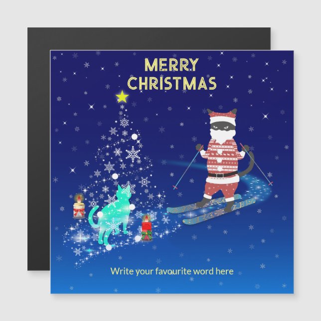 Die Nacht des Weihnachtsmanns in der Erwärmung Magnetkarte (Vorne/Hinten)