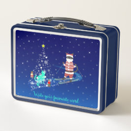 Die Nacht des Weihnachtsmanns in der Erwärmung Metall Brotdose