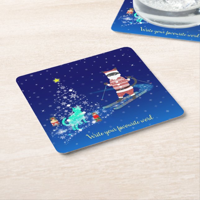 Die Nacht des Weihnachtsmanns in der Erwärmung Rechteckiger Pappuntersetzer (angewinkelt)