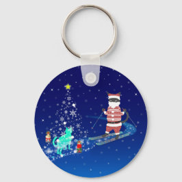 Die Nacht des Weihnachtsmanns in der Erwärmung Schlüsselanhänger