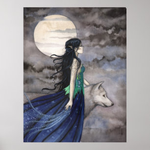 Die Nacht des Wolf Fantasy Art Poster