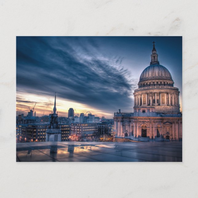 Die Nacht fällt über die St. Paul's Cathedral, Lon Postkarte (Vorderseite)