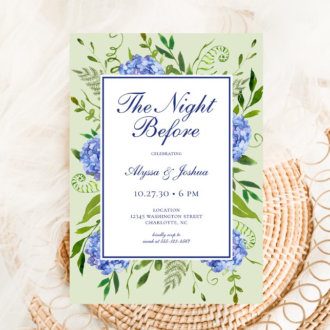 Die Nacht vor Blue Hydrangea Einladung (Von Creator hochgeladen)