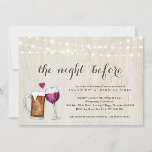 Die Nacht vor dem Bier & Wein Probe Abendessen Ankündigung