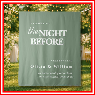 Die Nacht-vor-dem-Hochzeit-Schild Salbei-Grüner Hi Wandteppich