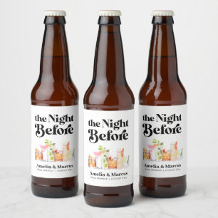 Die Nacht vor dem Probedinner für das Retro-Paar Bierflaschenetikett