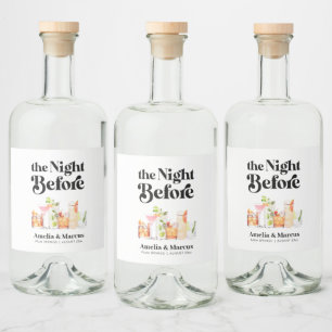 Die Nacht vor dem Retro-Probe-Dinner Alkoholflaschenetikett