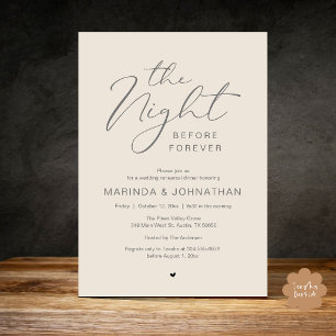 Die Nacht vor dem romantischen Hochzeitsprobedinne Einladung