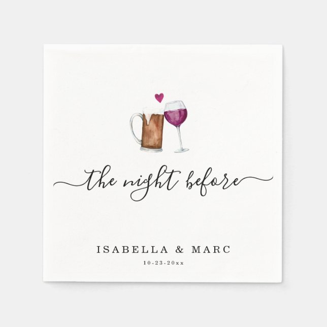 Die Nacht vor dem Wein & Bier gedachte Napkins Serviette (Vorderseite)