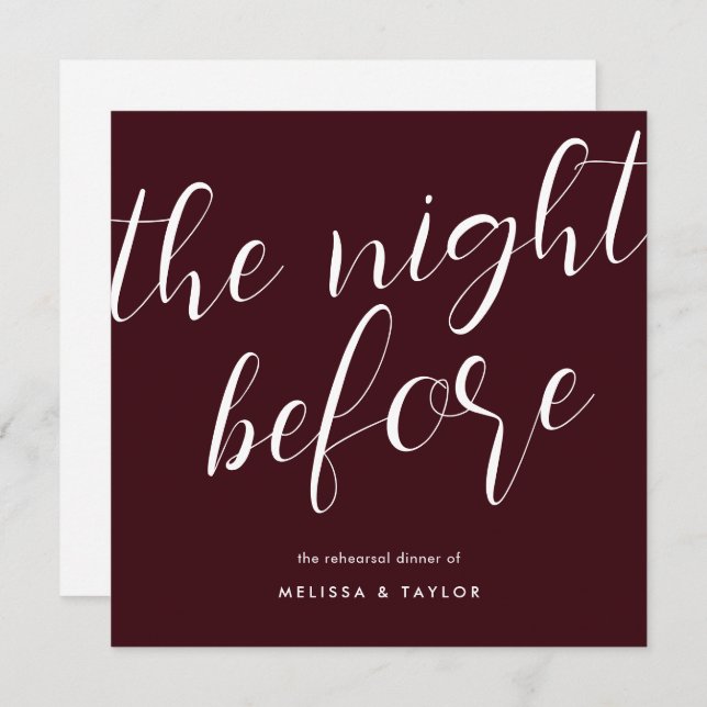 Die Nacht vor der burgundischen Probe der Kalligra Einladung (Vorne/Hinten)