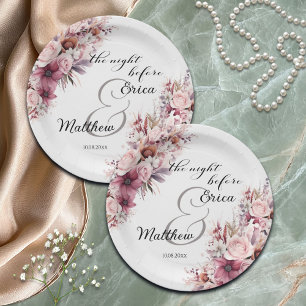 Die Nacht vor der dusty Pink Boho Blumenhochzeit Pappteller
