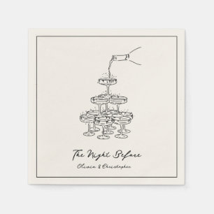 Die Nacht vor der eleganten Champagner-Turm-Skizze Serviette