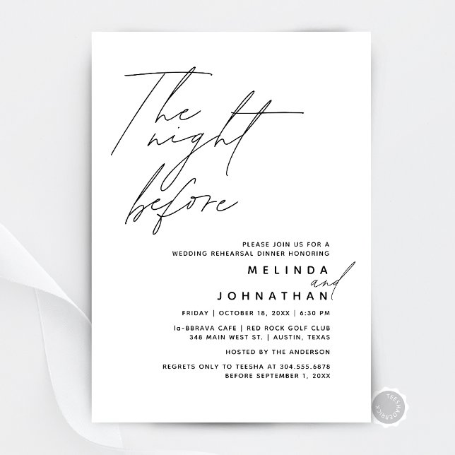 Die Nacht vor der Hochzeit Probe Abendessen Party  Einladung (The Night Before, Wedding Rehearsal Dinner  Invitation Card, in Modern Classy, Digital Download)