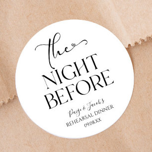 Die Nacht vor der kleinen Hochzeit Probe Dinner Runder Aufkleber