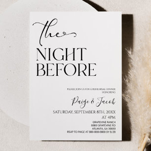 Die Nacht vor der minimalen Hochzeitsprobe Dinner Einladung