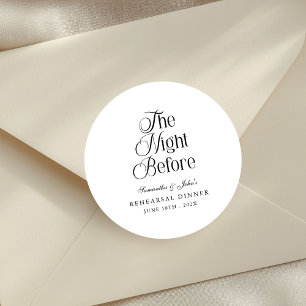 Die Nacht vor der modernen eleganten Hochzeitsprob Runder Aufkleber