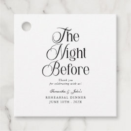 Die Nacht vor der Probe-Dinner-Einladung Danke Geschenkanhänger