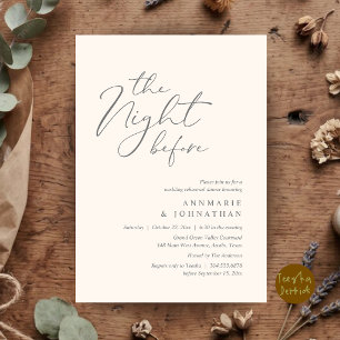 Die Nacht vor der romantischen Hochzeitsprobe Dinn Einladung