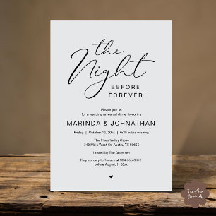 Die Nacht vor der romantischen Hochzeitsprobe Dinn Einladung