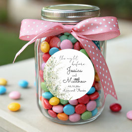 Die Nacht vor Dusty Sage Green Blume Hochzeit Runder Aufkleber