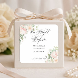 Die Nacht vor Soft Blush Roses Hochzeit Quadratischer Aufkleber
