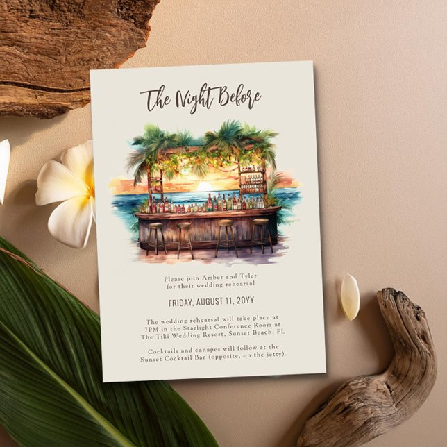 Die Nacht vor Sonnenuntergang Beach Hochzeit Probe Einladung (The Night Before Rehearsal Invite from the Sunset Beach Wedding Collection by Darling & May)