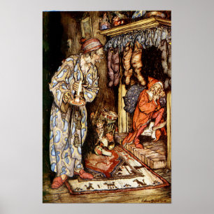Die Nacht vor Weihnachten Kinder im Bett Rackham Poster