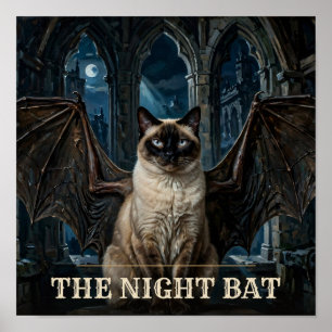 Die Nachtfledermaus Siamkatze Halloween Haustier P Poster