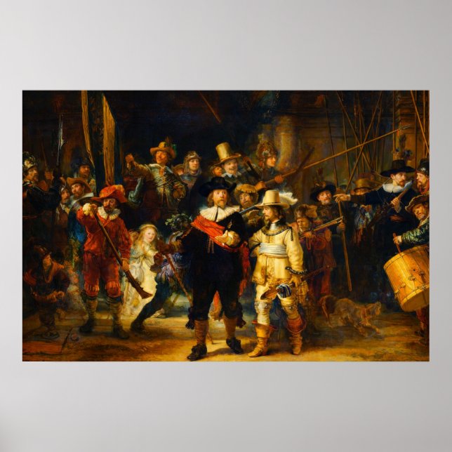 Die Nachtwache von Rembrandt Poster (Vorne)