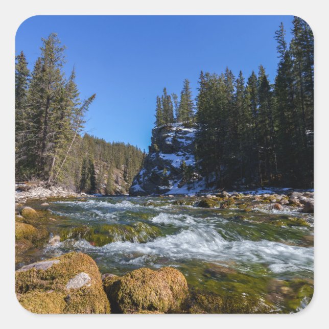 Die Nähe zur 5. Brücke - Athabasca Quadratischer Aufkleber (Vorderseite)